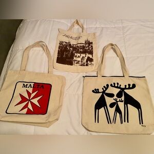 Canvas Tote Bags (3) with Unique Prints
